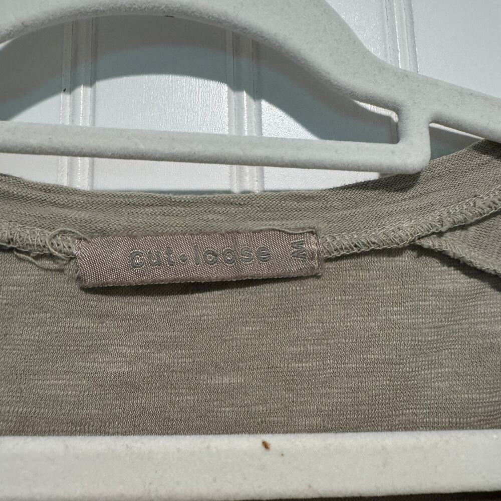 Cut Loose Taupe Cotton Linen Button Front Top Lagenlook Size Medium - Picture 4 of 6